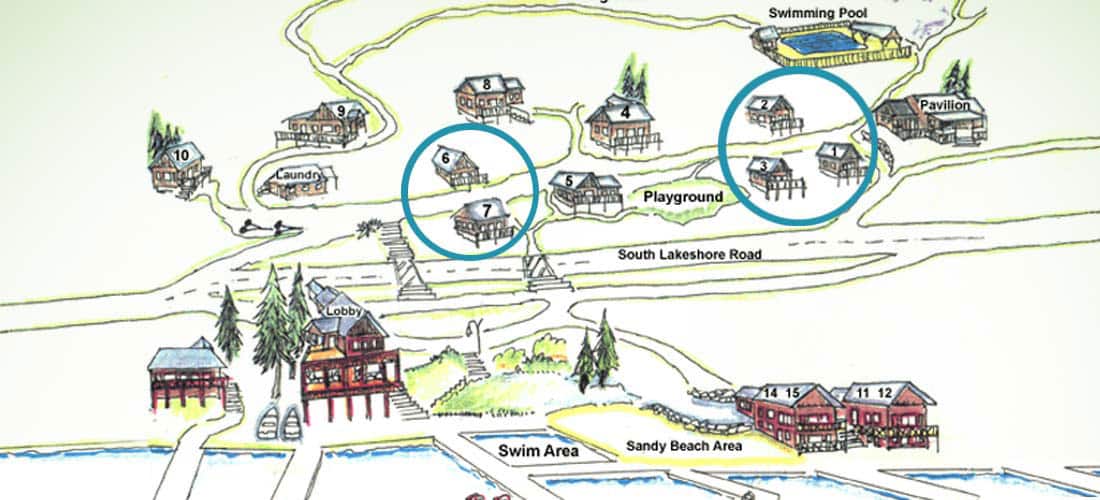 map to cabins 6, 7, 2, 3 and 1